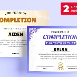 Editable Course Completion Certificate Template, Printable Canva Award
