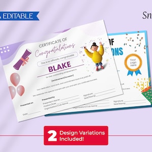 Congratulations Certificate, Editable Appreciation Certificate Template Printable Certificate of Appreciation Recognition Certificate CT-249