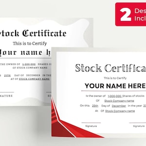 Editable Stock Certificate Template, Custom DIY Share Design, Canva, A4 Landscape, Printable)