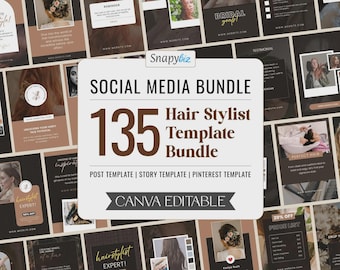 Hairstylist Social Media Bundle | Canva Editable Instagram Templates for Wigs & Hair Care