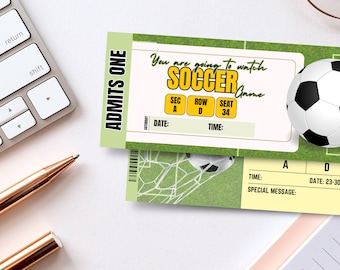 Surprise Soccer Ticket Editable Canva Template Printable Soccer Match Ticket Customizable Design Surprise Sports Events Layout Pass BP-154