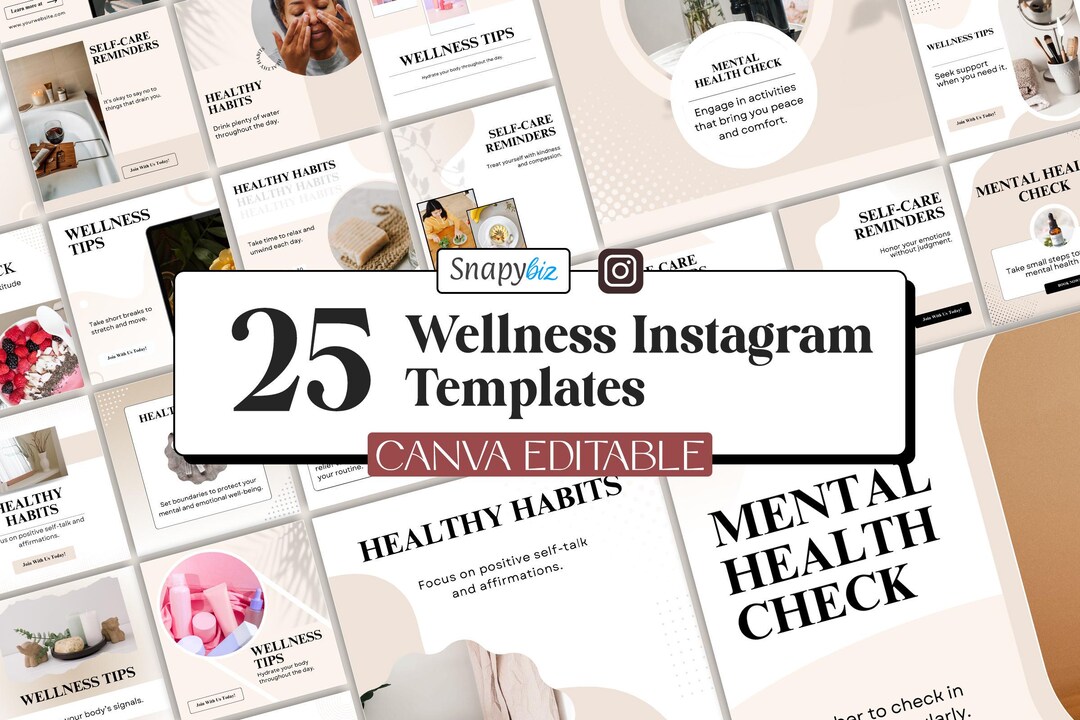 Wellness Instagram Post Templates, Editable Canva Content for Coaches ...