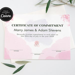 Commitment-Vorlage, bearbeitbare druckbare Zertifikatvorlage, Canva Digitale Vorlage, anpassbar, Canva-Vorlage, druckbar