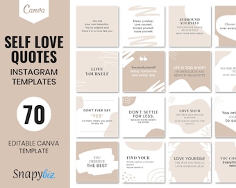 Self Love Quotes, Instagram Canva Templates, Social Media, Inspirational, Motivational, Positive, Self Care