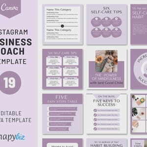 Instagram-bedrijfscoaching, bewerkbare canva-sjabloon, digitale marketing via sociale media, brandingtoolkit