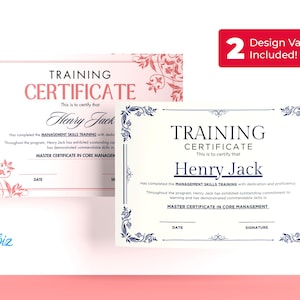 Bearbeitbare Trainingszertifikat-Vorlage, modernes Canva-Design (A4, CT-191)