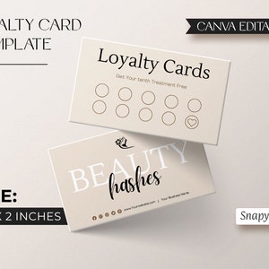 Bearbeitbare Vorlage für Treuekarten, druckbare Designs für Treuekarten, perfekt für Beauty Branding, anpassbares Canva-Design, CC-16-SB
