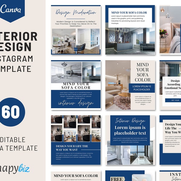 Interior Design Instagram Posts | Social Media Content For Interior Designer | Editable Home Decor Social Media Template, IG-72