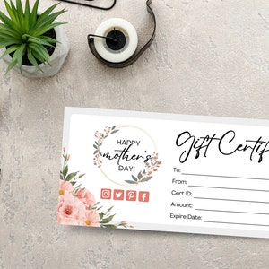 Editable Mom Gift Certificate Template, Custom Gift Certificate, Gift ...