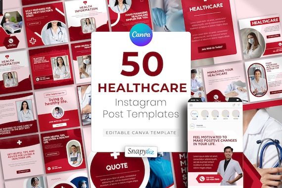 Healthcare Template, Instagram Canva Template, Editable Social Media Post, Digital Marketing, Coach, Medical, Doctor