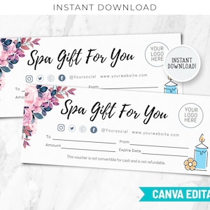 Modèle de chèque cadeau journée spa, chèque cadeau bricolage, chèque cadeau massage modifiable, cadeau imprimable, coupon marketing