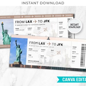 New York Boarding Pass Template, Digital New York Surprise Trip Gift Ticket, NYC Printable Boarding Pass, New York Printable Boarding Pass