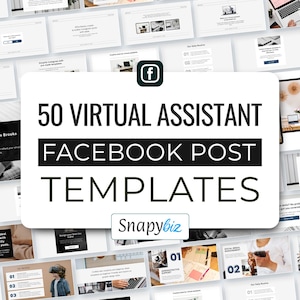 Virtual Assistant Facebook Post Templates, Editable Canva Social Media