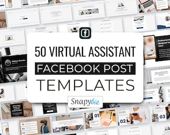 50 modelli di post per Facebook per assistenti virtuali, design Canva, kit di marketing aziendale e sui social media