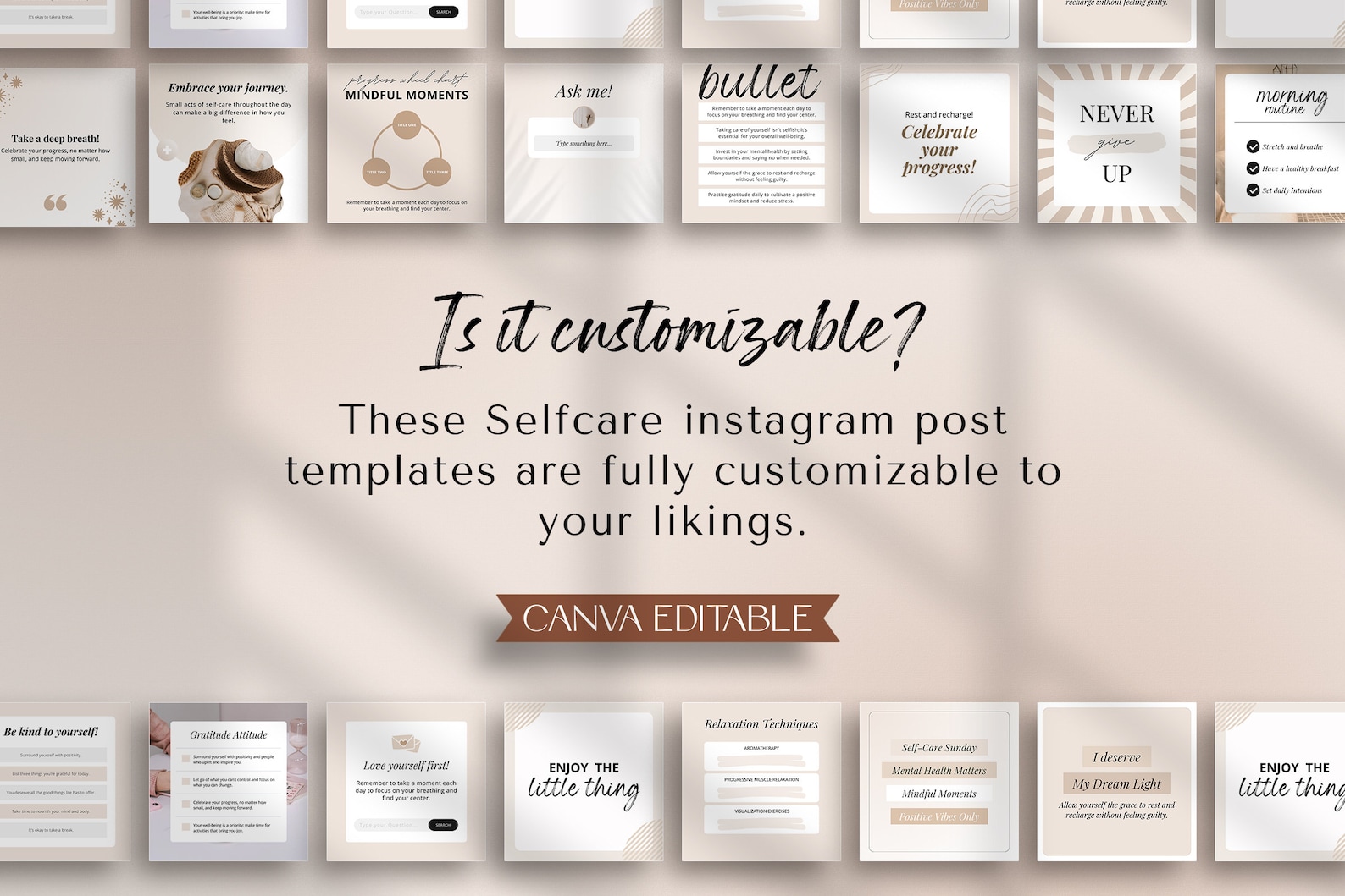 Self Care Templates, Instagram Canva Template, Social Media Content ...