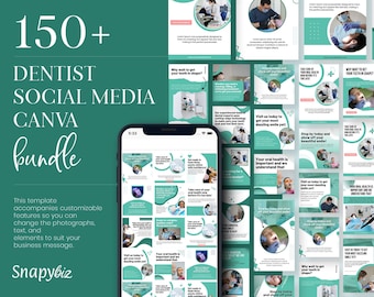 Dental Social Media Canva Template Bundle, Dental Social Media, Dental Canva, Social Media Canva, Canva Template