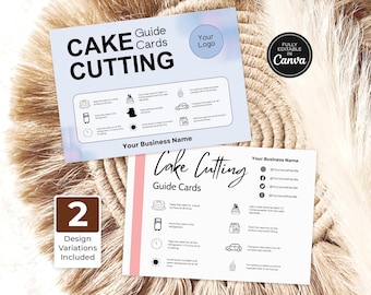 Cake Care & Cutting Guide Card: Editable Canva Template (digital ...