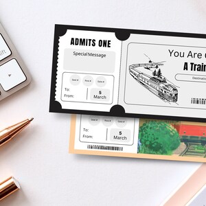 Plantilla de vale de regalo de billete de tren editable en Canva Plantilla de vale de billete de tren imprimible Maqueta de vale personalizable Cupón de vale BP-93