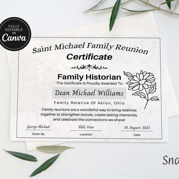 Editable Family Reunion Awards Canva Certificate, Family Reunion Certificates, Family Reunion, Family Awards, Instant Download, Canva, CT-09