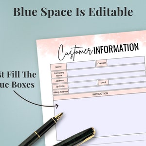 Printable Customer Information Sheet | Direct Sales Planner | Client ...