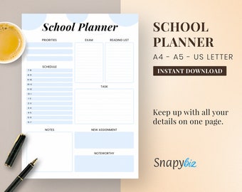 School Planners | Back To School | Weekly Work Plan | Grade Tracker | Reading Tracker | Task Tracker | School Planner For Student