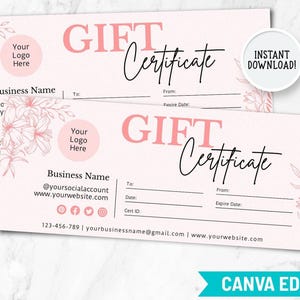 Editable Gift Certificate Template: Small Business Gift Card (Digital Download)
