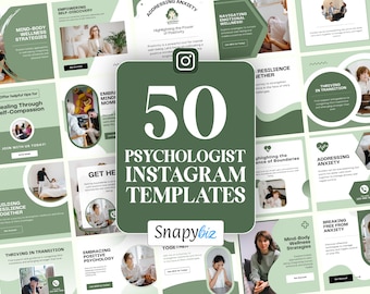 Psychologist Instagram, Canva Templates Mental Health Post Templates Psychologist Social Media Psychology Template Psychology Graphics