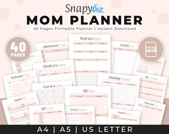 Busy Mom Planner | Family Home Management Printable Life Binder | Instant Download