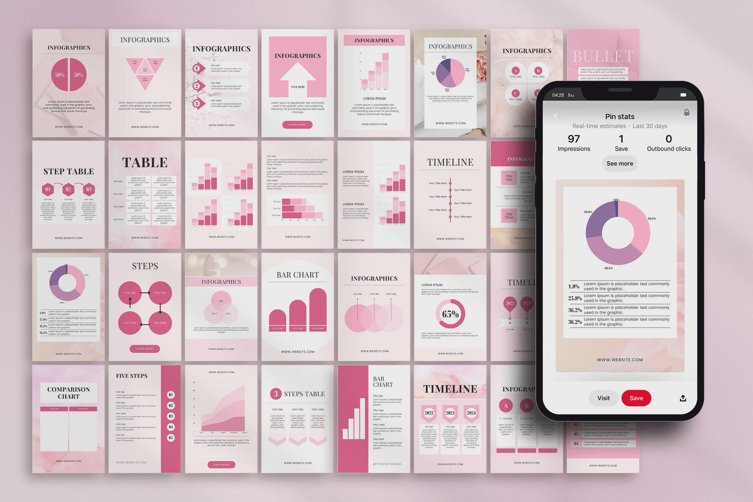 Editable Infographic Pinterest Templates, Canva Social Media, Data ...