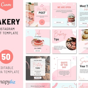 Bäckerei Canva IG Vorlagen | Backen Instagram Post | Bäckerei Instagram Feed | Bäckerei Branding Kit | Bäckerei Social Media, IG-83