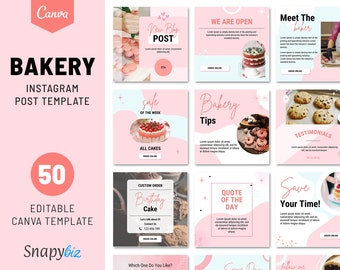 Bakery Canva IG Templates | Baking Instagram Post | Bakery Instagram Feed | Bakery Branding Kit | Bakery Social Media
