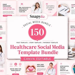 Healthcare Social Media Template Bundle, Canva Social Media Boost, Medical, Wellness, and Health Marketing Kit image 1
