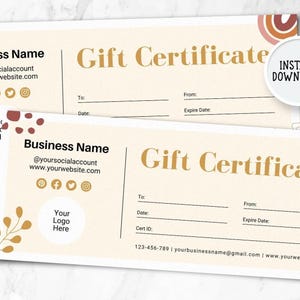 Boho Spa Gift Certificate Template, DIY Printable Canva Voucher, Digital Download A4/US Letter