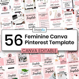 Feminine Pinterest Templates, Editable Canva Pinterest Pins Templates, Pinterest Marketing, Canva Viral Pins, Feminine Blogger Templates