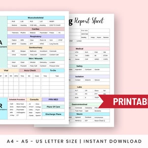 Printable Nursing Report Sheet PDF, Nursing Template, Nursing Study ...