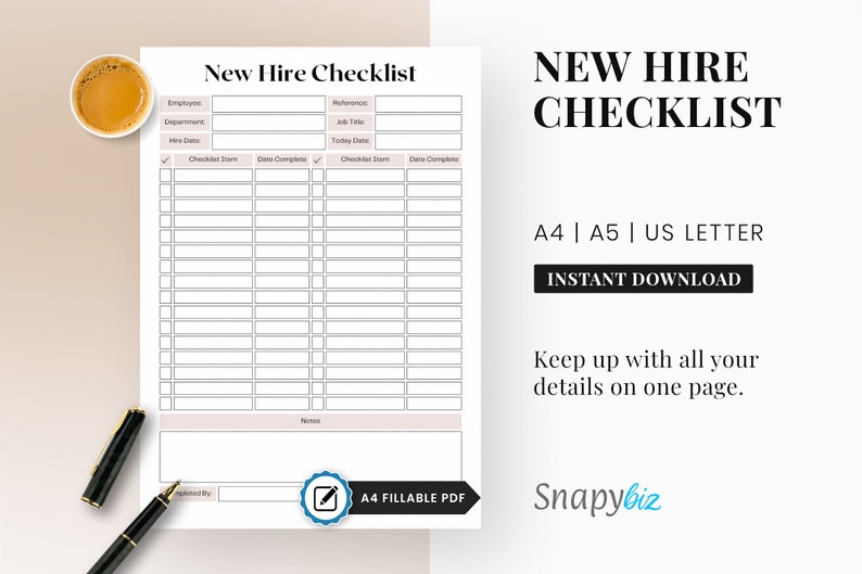 Fillable New Hire Checklist Printable Planner New Hire - Etsy