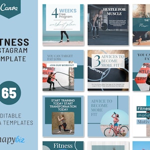 Fitness Instagram Templates: Editable Canva Workout Posts