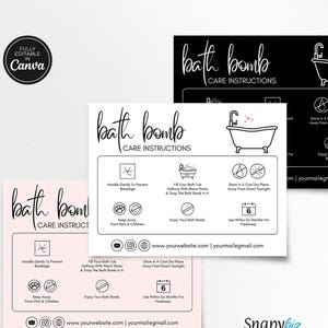 Sjabloon onderhoudsgids Bath Bomb: bewerkbare kaart op canvas (digitale download)
