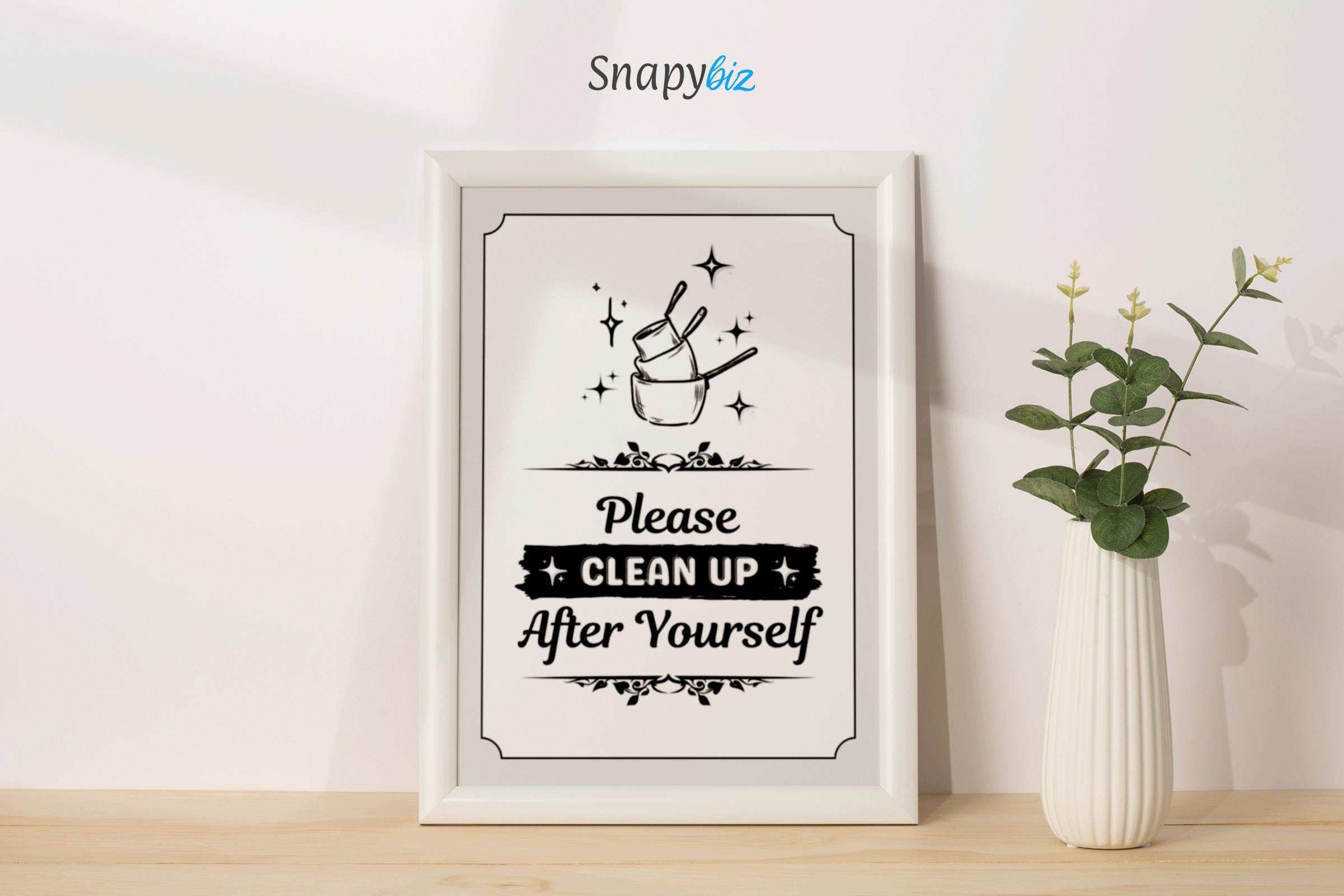 please clean up after yourself, printable cleaning sign for
