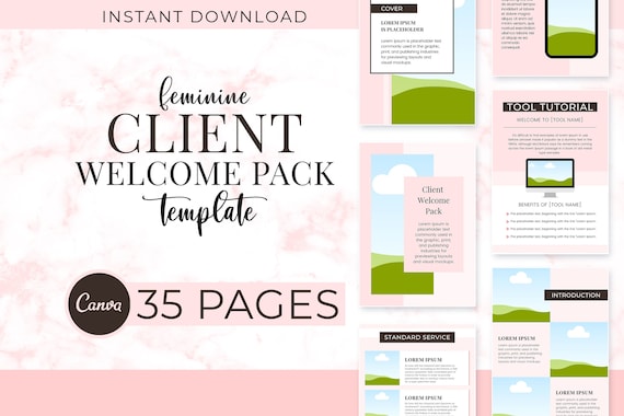 Client Welcome Pack Canva Editable Template, Client Onboarding, Project Proposal, Online Coaching, Service Guide