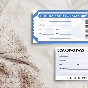 Trinidad and Tobago Trip Surprise Gift Ticket Canva Template Printable ...