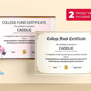 College Fund Beitrag Weihnachtsgeschenkgutschein, bearbeitbare Weihnachtsgeschenkgutscheinvorlage, druckbare personalisierte Weihnachtsgeschenkidee