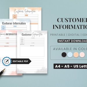 Fiche d'information client imprimable | Planificateur de ventes directes | Fiche d'information client | Planificateur client | Formulaire de dossier client