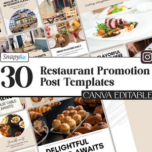 Plantillas de Instagram para restaurantes, plantillas editables de Canva para redes sociales, plantilla de comida para Instagram, plantilla de marketing para restaurantes