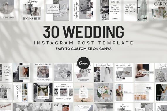 Wedding Instagram Templates, Canva Post Templates for Events, Bridal Marketing Kit