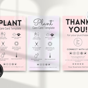 Modèle de carte d'entretien des plantes, Cartes d'instructions d'entretien des plantes modifiables, Guide d'entretien des plantes imprimable, Emballage personnalisé d'étiquettes pour plantes
