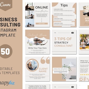 Business Consultant Instagram Templates, Editable Canva Post Template, Social Media Marketing Branding Kit, Business Coaching Content