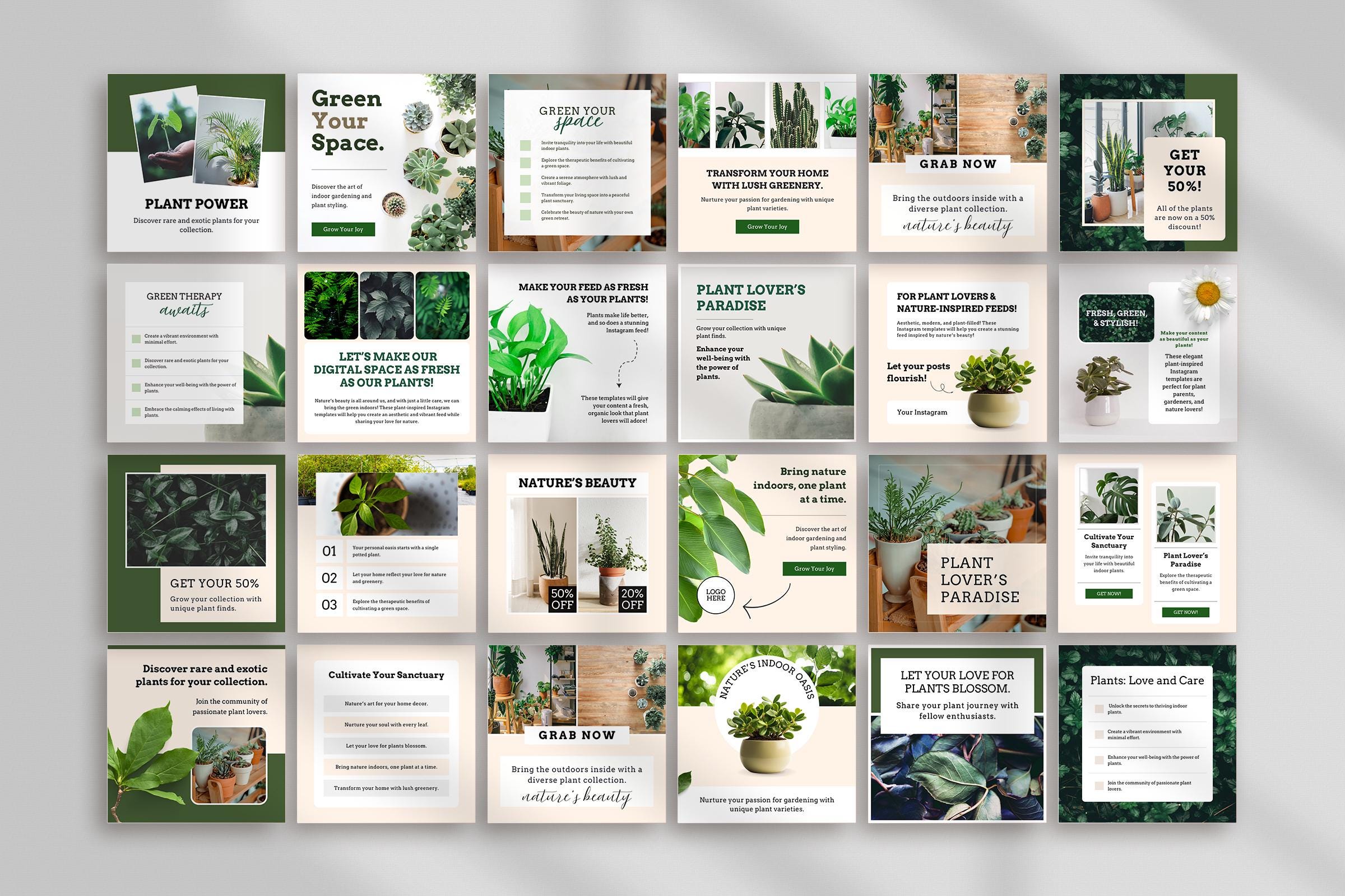Plant Instagram Post Template, Editable Canva Template, Social Media ...