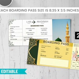 Hajj Umrah Boarding Pass Canva Template Umrah Memory Gift Umrah Keepsake Gift Umrah Mubarak Umrah Gifting Airline Digital Download BP-264