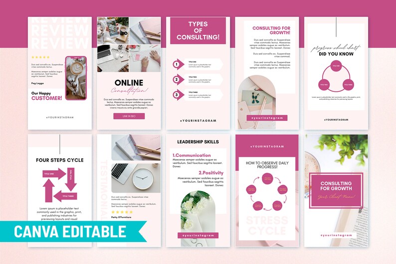 Plantillas para historias de Instagram de consultores de negocios, Canva editable, marketing para impulsar las redes sociales, coaching profesional de marca. imagen 9